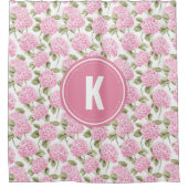 Rideaux De Douche Elegant Pink Hydragea Flowers Pattern Monogram (Devant)