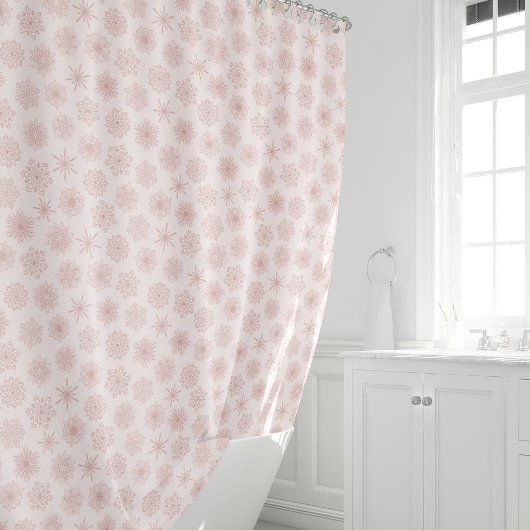 Rideaux De Douche Élégant Pink Push Snowflakes Noël