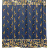 Rideaux De Douche Elégant Poster de animal Blue Gold Rhinestones Chi (Devant)