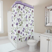 Rideaux De Douche Élégant Purple Floral Botanique (En situation)