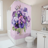 Rideaux De Douche Elegant Purple Pansy Shower Curtain (En situation)