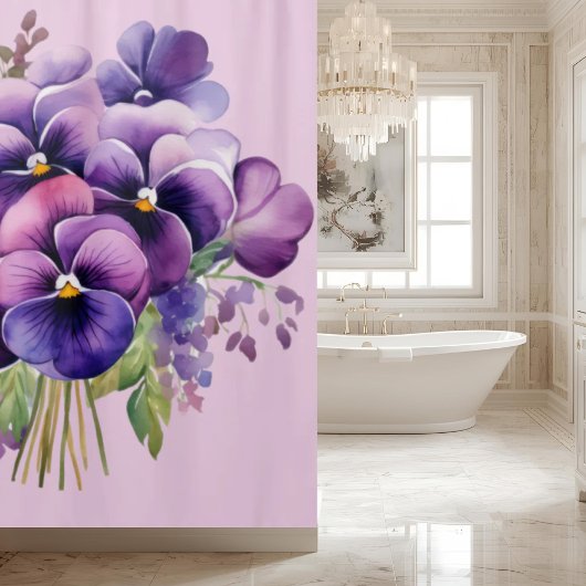 Rideaux De Douche Elegant Purple Pansy Shower Curtain