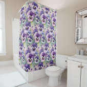 Rideaux De Douche Elegant Purple Pansy Shower Curtain (En situation)
