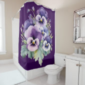 Rideaux De Douche Elegant Purple Pansy Shower Curtain (En situation)