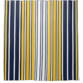 Rideaux De Douche Elégant, rayures, bleu marine, jaune moutarde, bla (Devant)