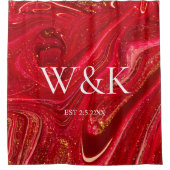 Rideaux De Douche Elegant Red Glitter Initial Wedding Couple  (Devant)