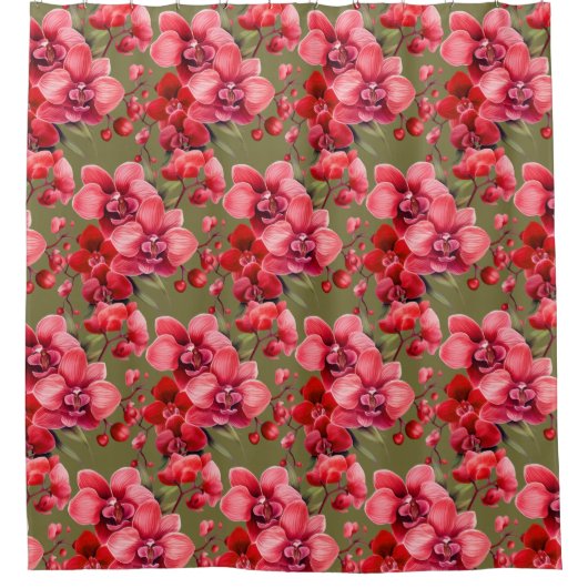 Rideaux De Douche Elegant Red Orchids Shower Curtain (Devant)