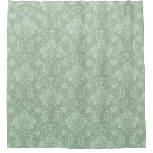 Rideaux De Douche Élégant Romantique Chic Floral Damask-Sage Vert (Devant)