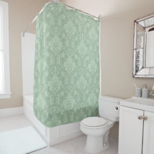 Rideaux De Douche Élégant romantique chic floral vert Damask-Sage