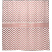 Rideaux De Douche Elégant rose Chevron Motif Girly Faux Rose or (Devant)