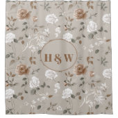 Rideaux De Douche Élégant Rose et Motif de vin (Devant)