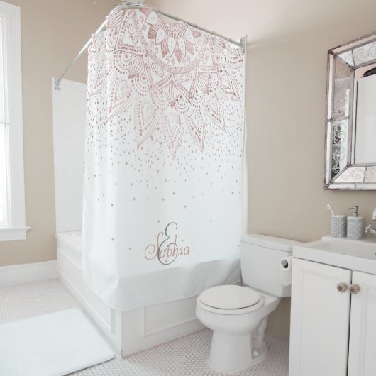 Rideaux De Douche Elégant Rose Gold Dots Mandala (En situation)