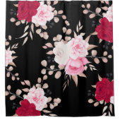 Rideaux De Douche Élégant rouge rose violet fleuri (Devant)