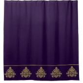 Rideaux De Douche Elégant Royal Purple avec Gold Damask (Devant)