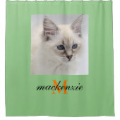 Rideaux De Douche Élégant Sage Orange Monogramme Script Photo person (Devant)