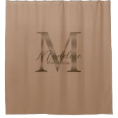 Rideaux De Douche Elegant Script Metallic Taupe Gold Monogram (Devant)
