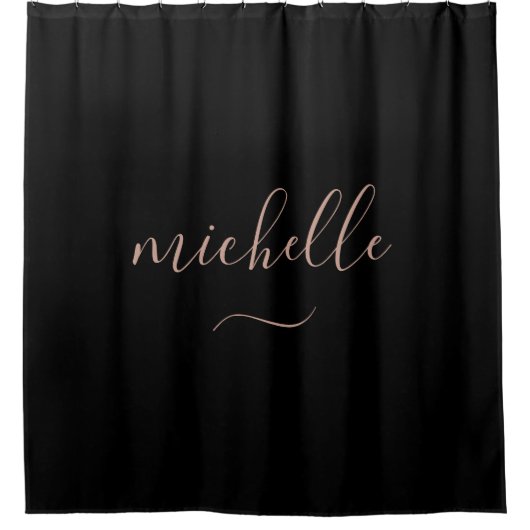 Rideaux De Douche Élégant Script Monogram Black Gold (Devant)