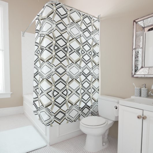 Rideaux De Douche Elegant Shower Curtain with Geometric Pattern (En situation)