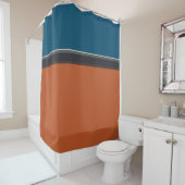 Rideaux De Douche Elégant Silver Grey Marine Orange Red Blue Stripes (En situation)
