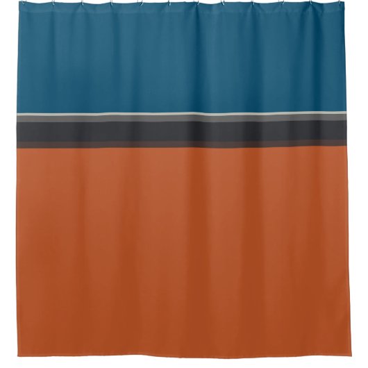 Rideaux De Douche Elégant Silver Grey Marine Orange Red Blue Stripes (Devant)