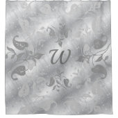 Rideaux De Douche Elégant Silver Grey Nature Monogramme Douche ridea (Devant)