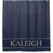 Rideaux De Douche Elégant Stylish Navy Blue Gold nom Pois (Devant)