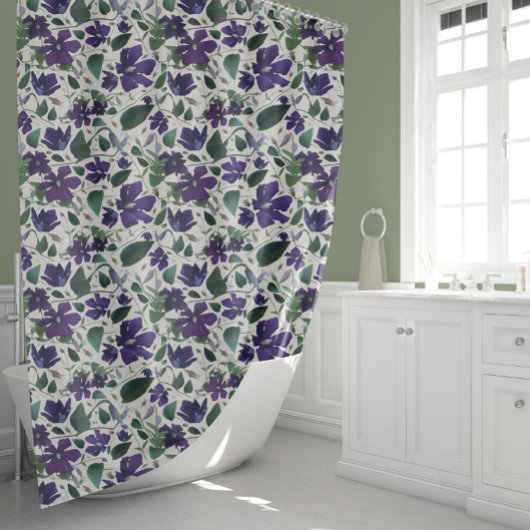 Rideaux De Douche Elégant teint d'eau violet motif floral