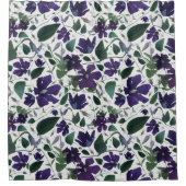 Rideaux De Douche Elégant teint d'eau violet motif floral (Devant)