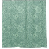 Rideaux De Douche Elégant Tons Vert Mint Retro Floral Dentelle (Devant)