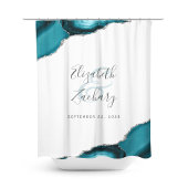 Rideaux De Douche Elégant Turquoise Agate Argent Noms de mariée nouv