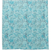 Rideaux De Douche Elégant Turquoise bleu et blanc Abstrait (Devant)