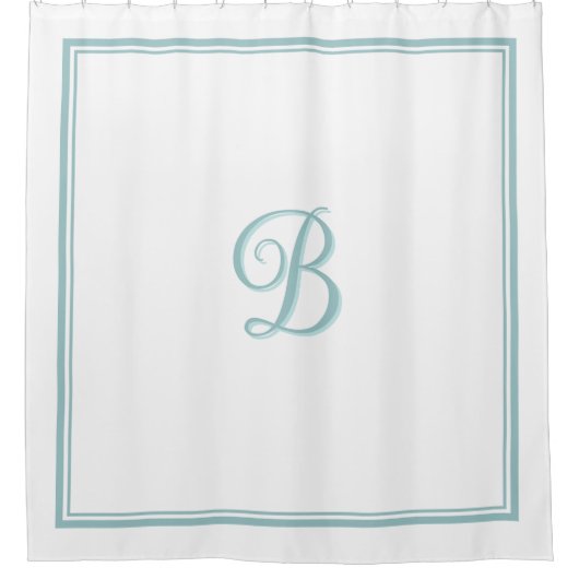 Rideaux De Douche Élégant Turquoise Double bordure Monogramme (Devant)