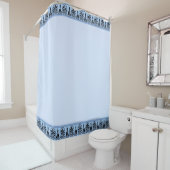 Rideaux De Douche Élégant vecteur Arabesque sur bleu clair (En situation)