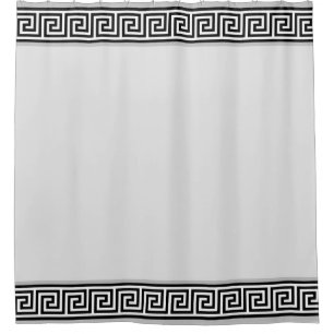 Rideaux De Douche Élégant vecteur grec noir et gris sur gris clair