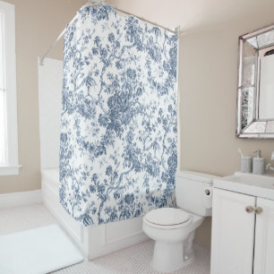 Rideaux De Douche Élégant Vintage Français gravé Floral Toile-Bl