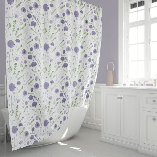Rideaux De Douche Elégant violet aquarelle Fleurs