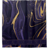 Rideaux De Douche Elégant violet doré luxe Marbre effet Nom Afficher (Devant)