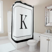 Rideaux De Douche Elegant White & Black Initial Monogram  (En situation)