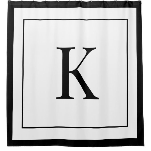 Rideaux De Douche Elegant White & Black Initial Monogram  (Devant)