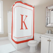Rideaux De Douche Elegant White & Orange Initial Monogram  (En situation)