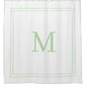 Rideaux De Douche Elegant White &Pale Green Initial Monogram  (Devant)