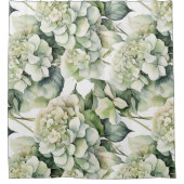Rideaux De Douche Elégante aquarelle blanche vert hydrangée florale (Devant)