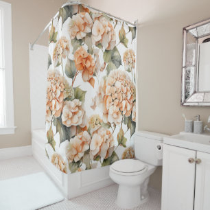 Rideaux De Douche Elégante aquarelle blanche vert orange boho