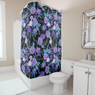 Rideaux De Douche Elégante aquarelle Bouquet floral violet