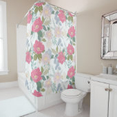 Rideaux De Douche Elégante aquarelle rose Floral (En situation)