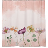 Rideaux De Douche Elégante aquarelle rose Floral (Devant)