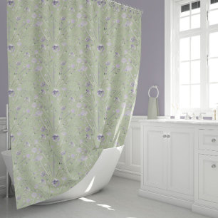 Rideaux De Douche Elégante aquarelle Sage vert pourpre Floral