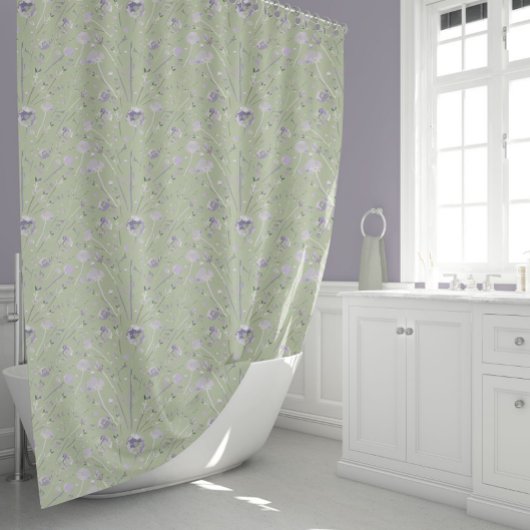 Rideaux De Douche Elégante aquarelle vert Floral