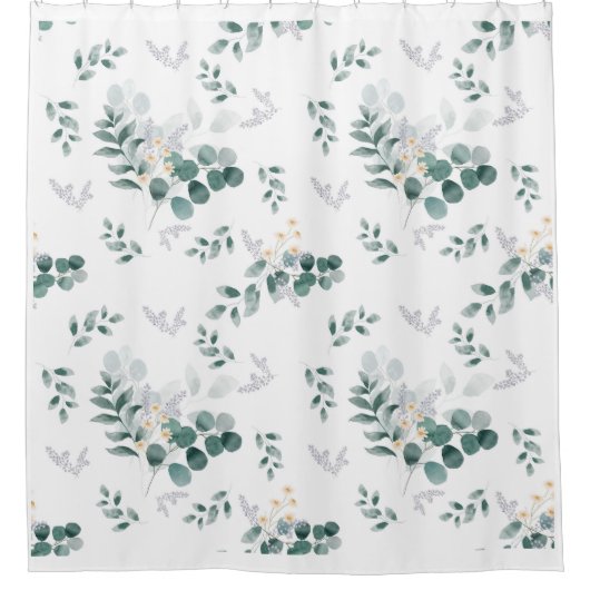 Rideaux De Douche Elégante aquarelle verte eucalyptus (Devant)