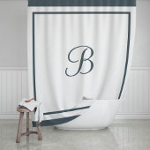 Rideaux De Douche Élégante bordure en ardoise foncée Script Monogram